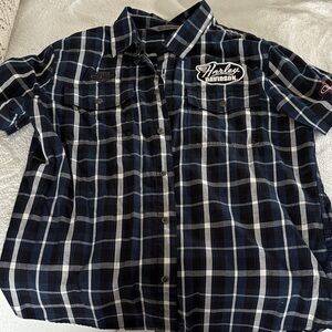 Harley-Davidson Men's Navy Checkered Shirt